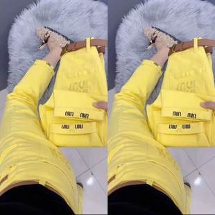 老爹宽松洋气高腰显瘦 九分刺绣哈伦休闲裤 2026新款 水洗时尚