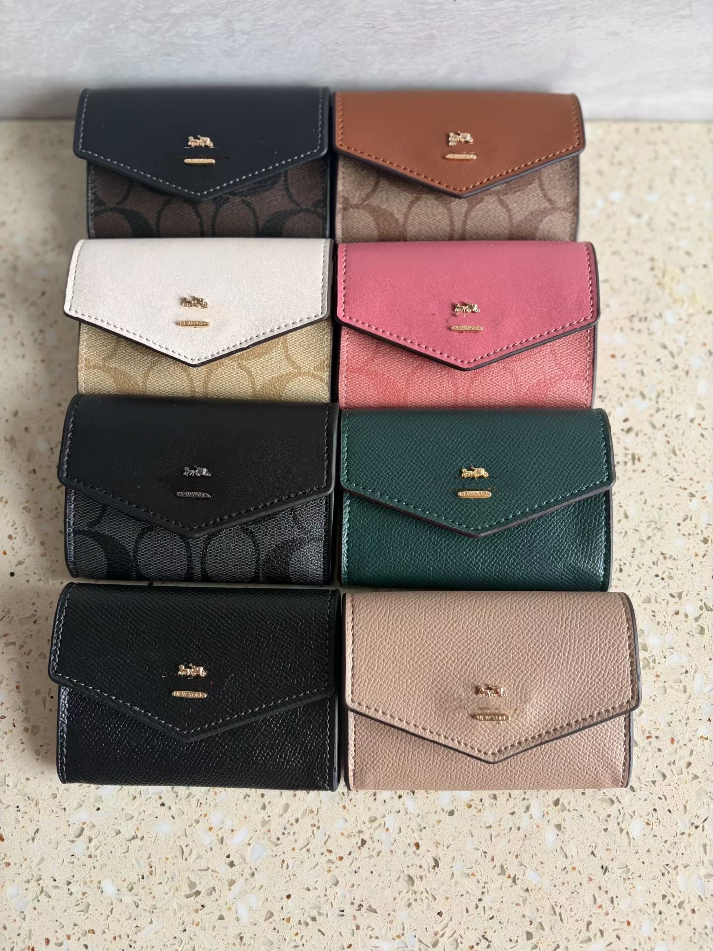 跨境 C0家同款欧美复古经典印花钱包女卡包零钱包信封包