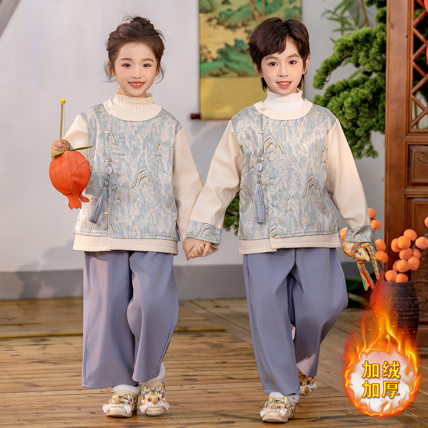 男童加厚汉服中国风秋冬季