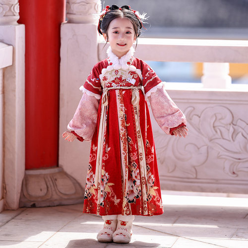 2025新款女童加绒汉服连衣裙
