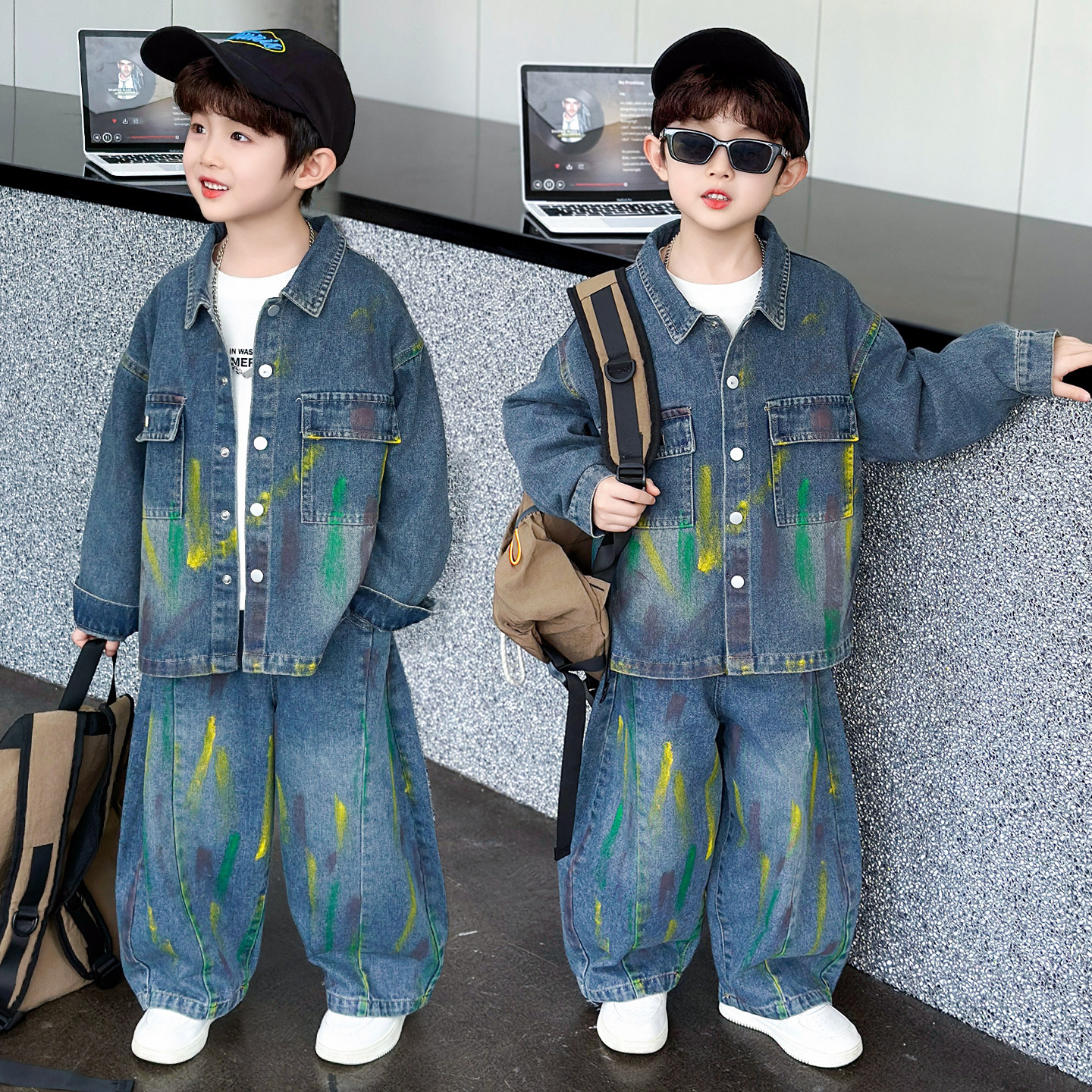 男童秋装牛仔套装儿童外套裤子两件套2026新款宝宝韩版春秋款衣服