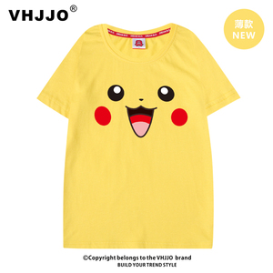 VHJJO潮牌夏装新品可爱宠物小精灵神奇宝贝皮卡丘T恤短袖薄款T恤