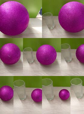 保利龙金葱粉球紫色金色泡沫圆球婚庆装饰会场布置DIY挂件6-30cm