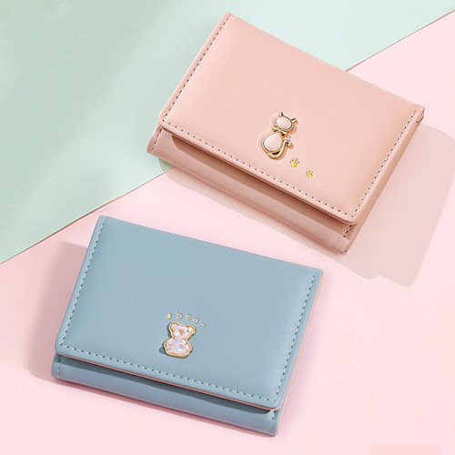 三折折叠短款零钱包小众设计感