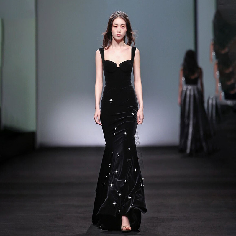 韩雪明星同款走秀高端礼服气质修身鱼尾晚礼服主持人艺考演出服