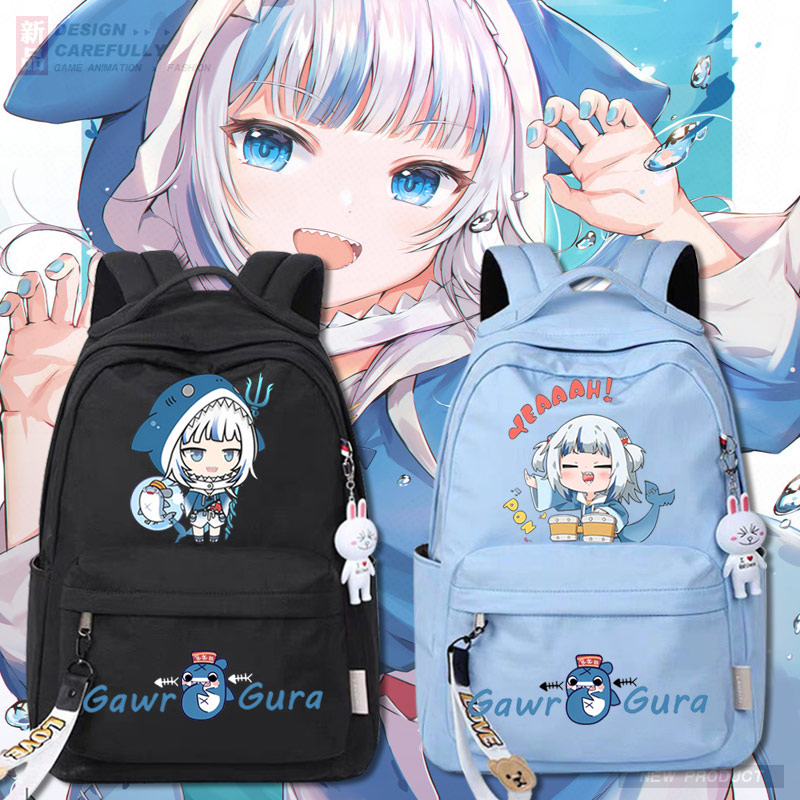 虚拟主播鲨鱼娘学生书包双肩包