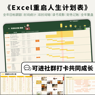 2026重启人生Excel计划双时间轴时间管理西瓜电子手帐自动计算