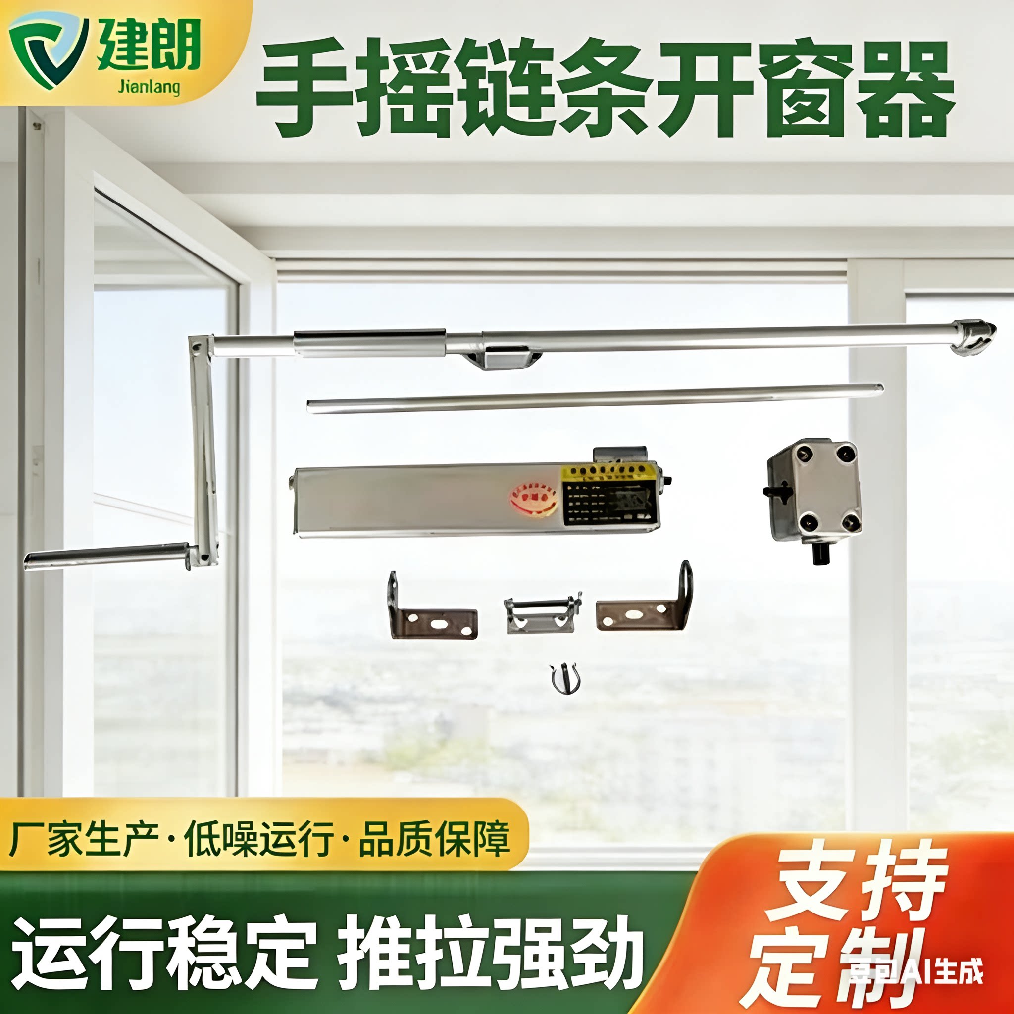 智能手动开窗器内开窗上悬手摇消防排烟中链条平移手摇开窗器