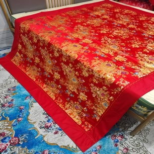 杭州丝绸婚庆被面被套中国风喜庆复古结婚被罩织锦缎被面金丝牡丹