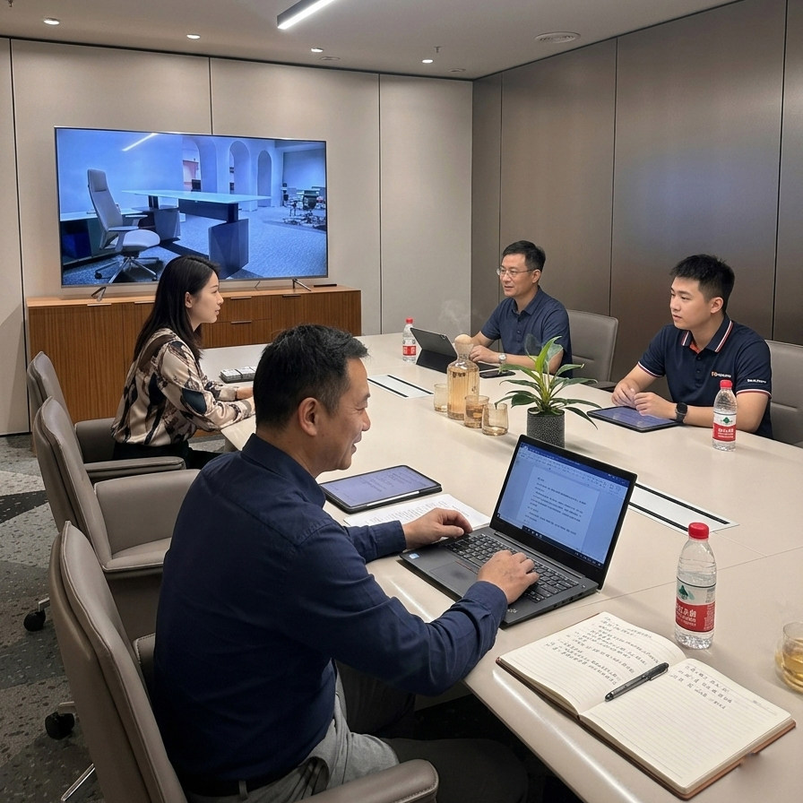 高级感会议桌喷粉工艺耐磨抗指纹办公长桌高端主管桌会议室桌椅