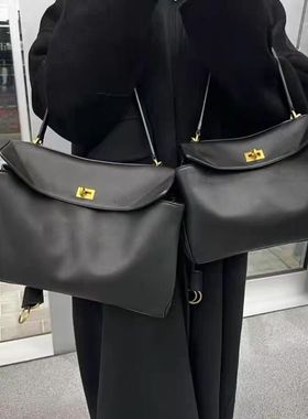 新款B家松弛感ro*deo包头层牛皮单肩大容量手提女包凯莉腋下包