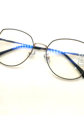 川井藤一新款17428 网红款 时尚黑金色多边形镜框 可配近视眼镜架