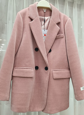 白色西装灯芯绒外套女宽松休闲条绒小西服2025春秋小个子上衣复古