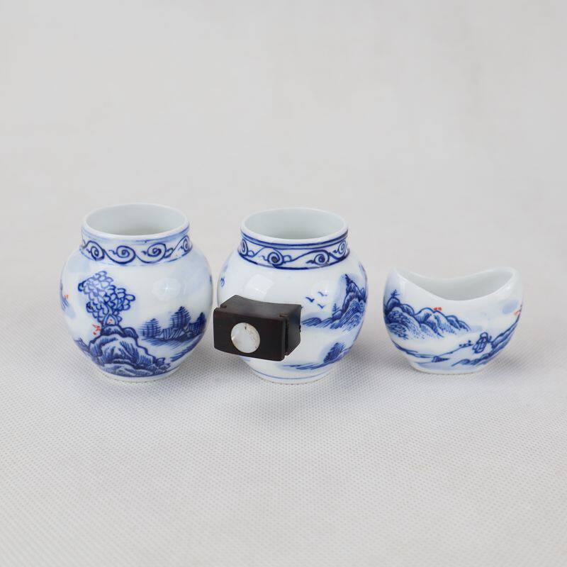 竹鸟笼瓷碗食碗杯子鸟食罐画眉辣嘴八哥手绘青花高白手工配件