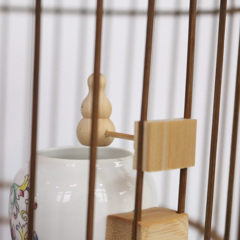 靛颏红子贝子配件绣眼竹鸟笼雕刻葫芦防鸟站杯挡食画眉鸟笼葫芦