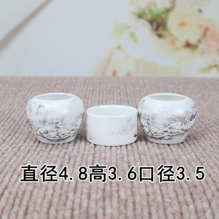 靛颏贝子红子绣眼百灵鸟食罐杯子瓷碗鸟碗鸟杯雪景景德镇高白配件