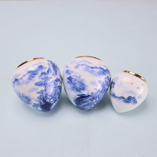 画眉鸡心青花鸟食罐鸟杯杯子瓷碗八哥蜡嘴高白金线山水鸟笼配件