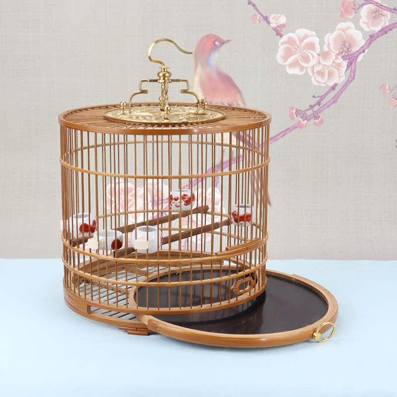 红子靛颏抽屉鸟笼绣眼竹鸟笼柳莺芙蓉文鸟玉鸟老竹竹皮抛光手工笼