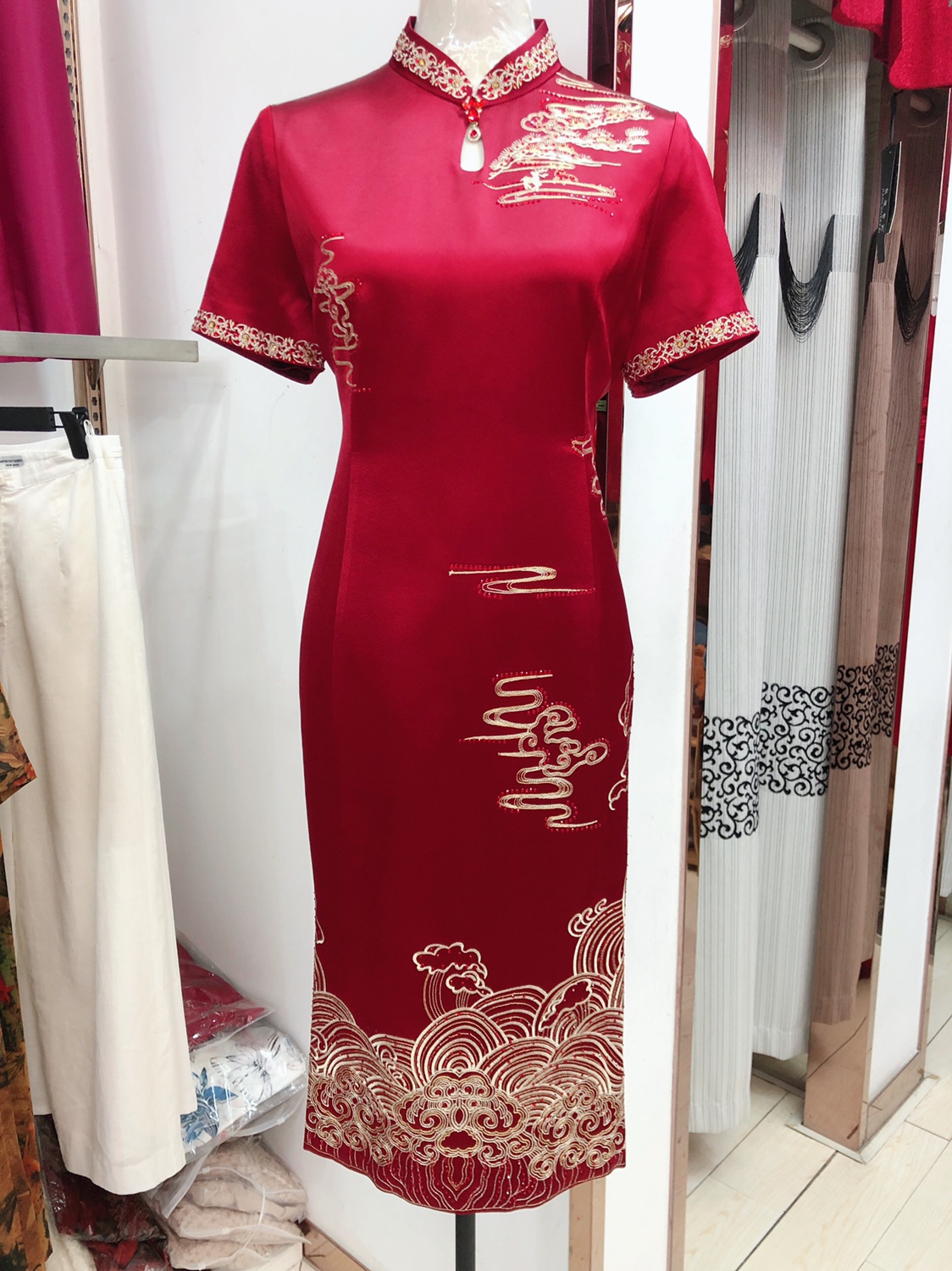 高端优雅喜妈妈婚礼旗袍裙礼服2023夏喜婆婆婚宴丈母娘结婚敬酒服