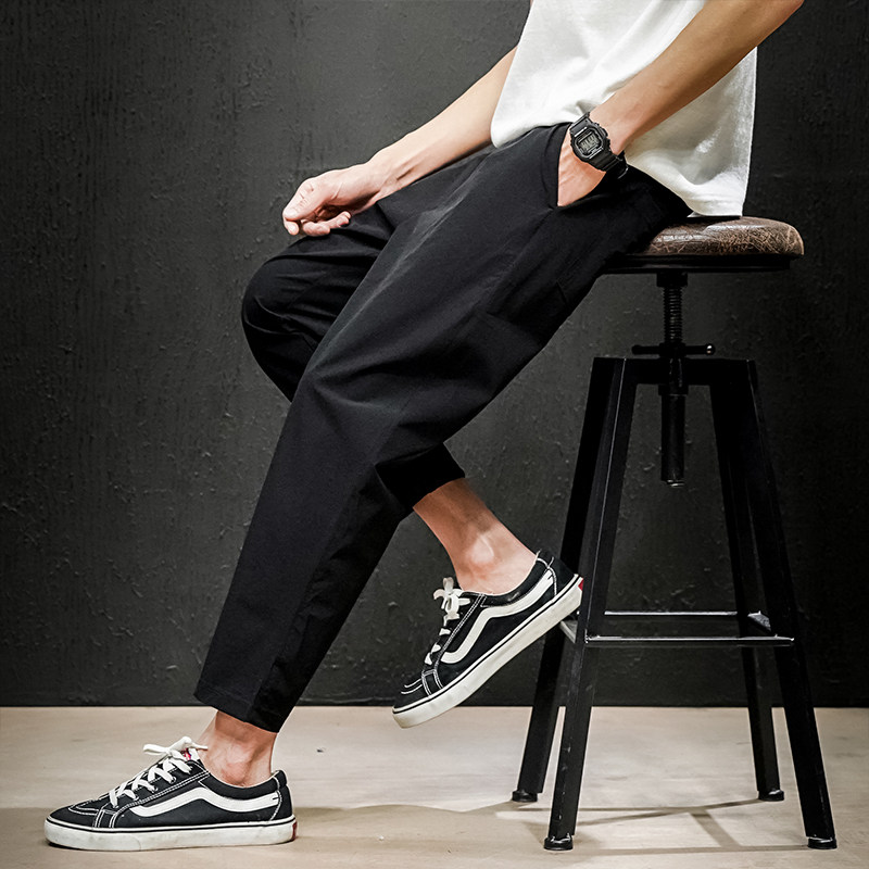 K805-P35夏季新款九分裤男士大码休闲裤修身小脚裤透气时尚裤子，男装休闲裤，电商B280-1（原A049）