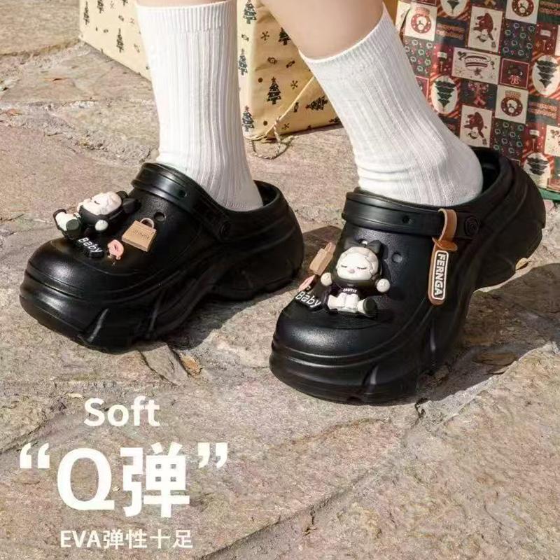 EVA女生外穿洞洞鞋卡通轻便增高