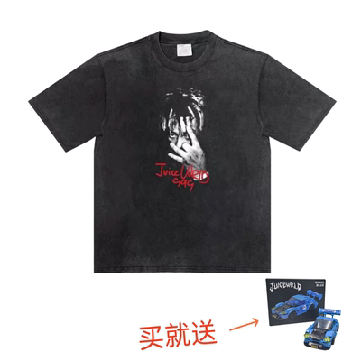 JuiceWRLD做旧嘻哈短袖T恤