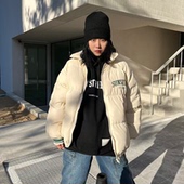 Everystreetime EST休闲字母印花宽松保暖棉衣棉服潮流加厚外套