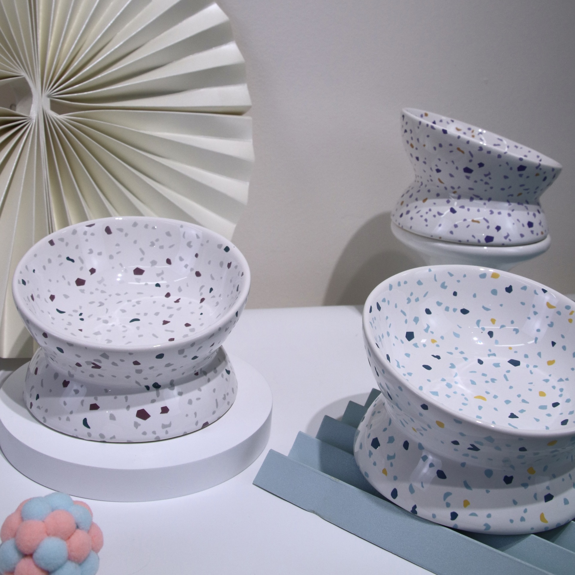 猫碗陶瓷猫咪食盆狗盆狗碗斜口保护颈椎高颜值猫粮碗宠物用品