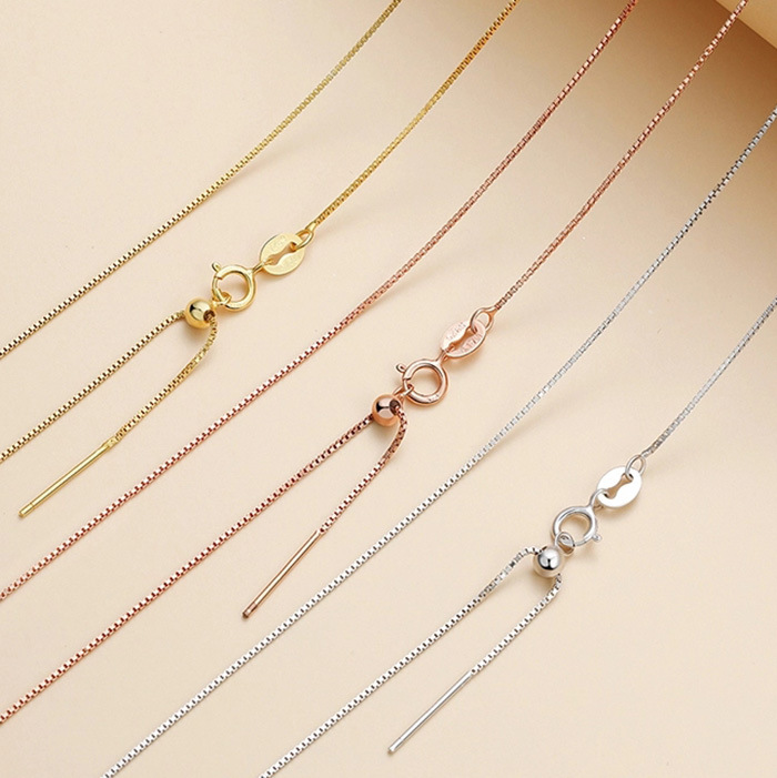 银衡针式链项链女细款锁骨链穿珠链仿18k金diy可调节不掉色