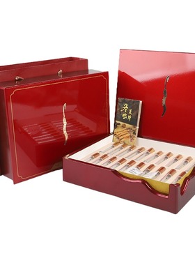 红色新款那曲冬虫夏草山形虫草12支20管透明小管礼品盒木盒空盒子