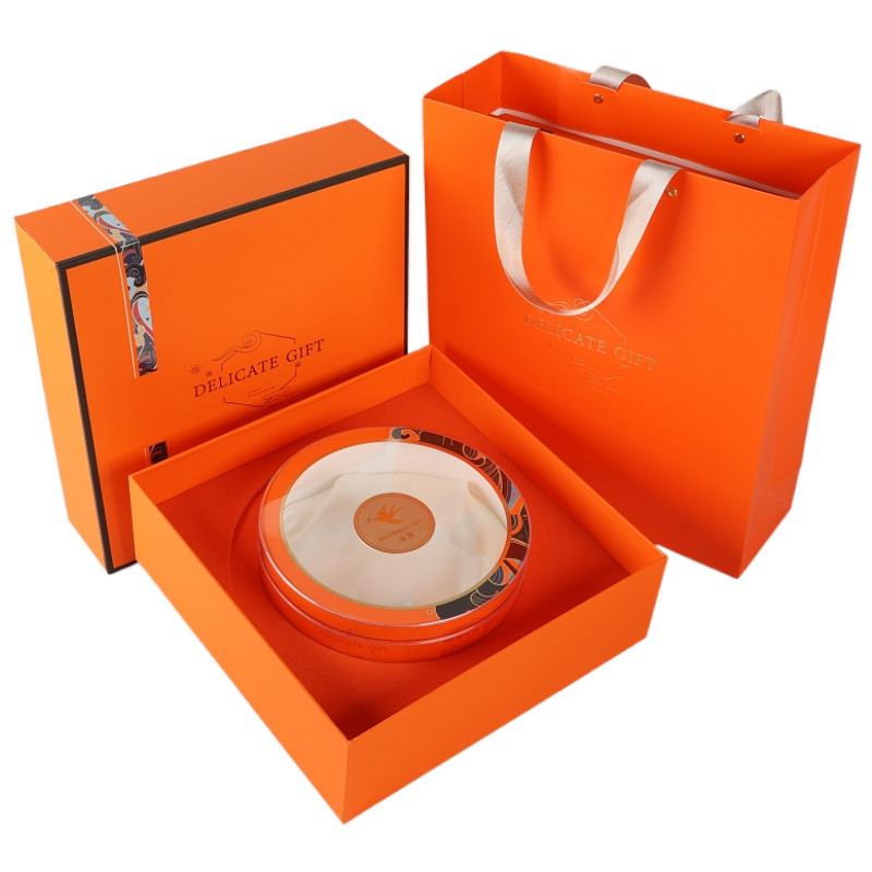 橙意燕窝礼盒高档绿色虫草花旗参红参铁皮石斛元贝海参通用包装盒