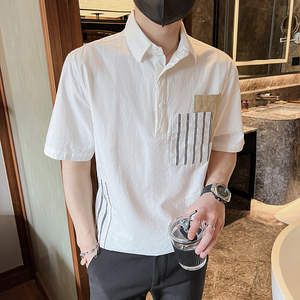 夏季翻领上衣polo衫男士帅气休闲短袖T恤衬衫PL8890-P55 控75图片