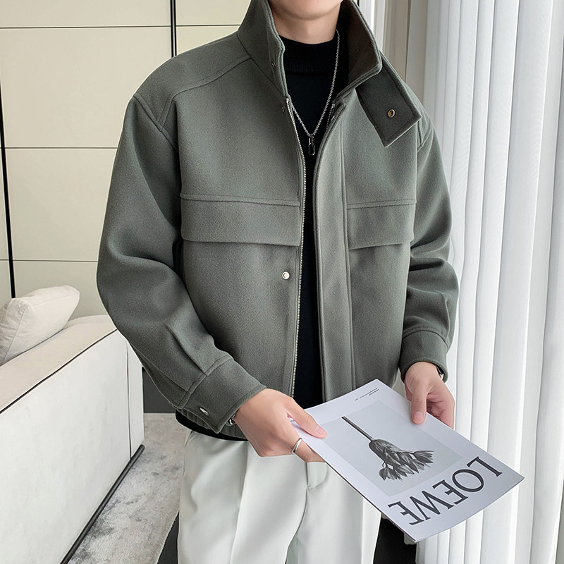 2025秋冬抖音男帅气立领加棉加厚铂金尼毛呢外套JM7032-P135,女装短外套,电商B307