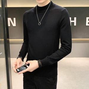 2025秋冬百搭纯色半高领毛衣打底衫大货在仓M010-特P40，男装T恤，电商B307
