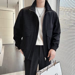 万件现货2025秋季轻熟男士帅气潮流纯色立领夹克外套JK6050-特P95图片