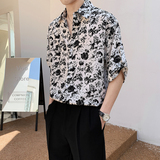 直播男士雪纺短袖帅气垂感花衬衫CS700-P50，男装T恤，电商B307