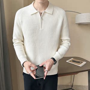 店主风 男士休闲毛衣肌理感打底衫翻领针织衫M9925-P90图片