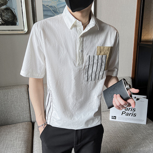 夏季翻领上衣polo衫男士帅气休闲短袖T恤衬衫PL8890-P55 控75图片