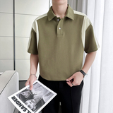 抖音万件备货男宽松短袖T恤拼接POLO衫原版PL680-P55，男装T恤，电商B307