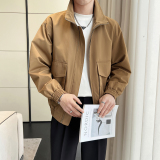 万件现货2025秋季轻熟男士帅气潮流纯色立领夹克外套JK6050-特P95，男装夹克，电商B307