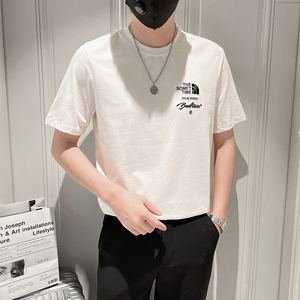 小伙风2023夏新款趣味印花T恤男士帅气休闲圆领短袖衫T7020-P45图片