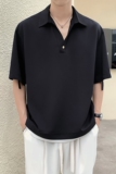 2025夏季抖音冰丝面料帅气V领设计男士短袖衬衫5C8070-P50，男装T恤，电商B307