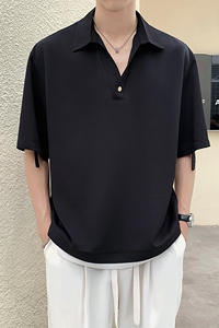 2025夏季抖音冰丝面料帅气V领设计男士短袖衬衫5C8070-P50图片