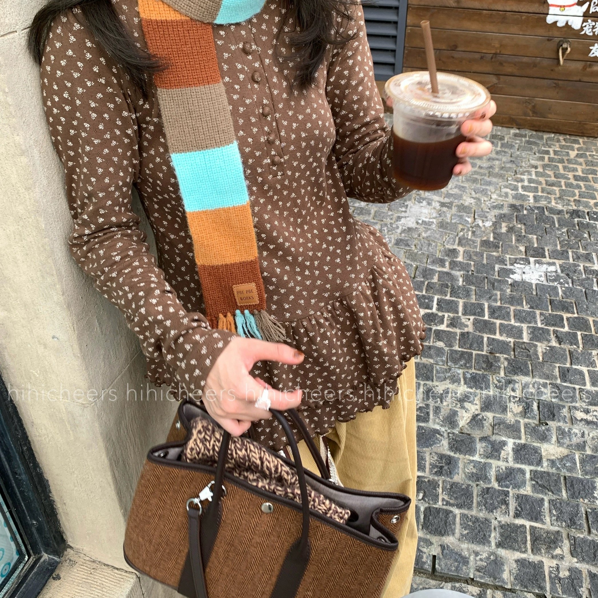 嗨嗨干杯 枝枝奶杏 韩系小众亲肤显白叠穿花边卷边设计感打底内搭