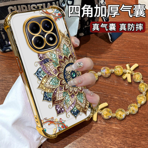 红米Note15手机壳敦煌莲花纹电镀
