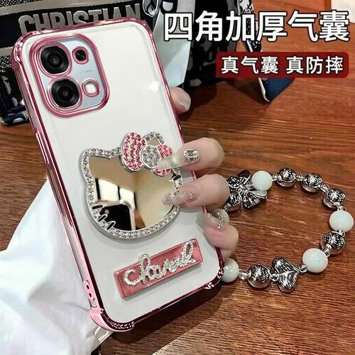 OPPOA6手机壳水钻KT猫镜子电镀