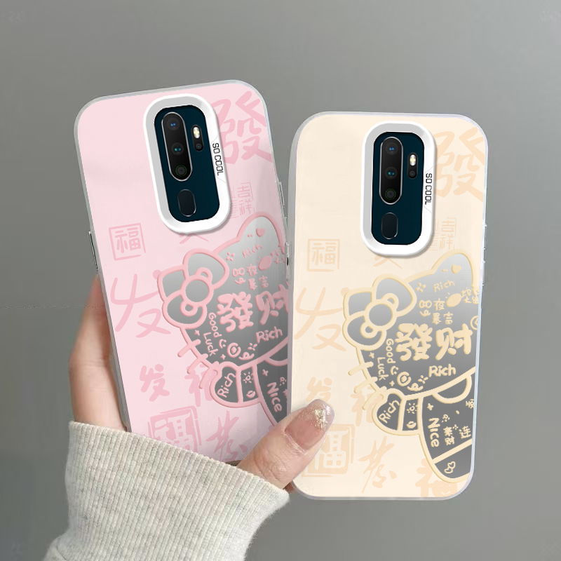 OPPOA11手机壳发财KT猫磨砂彩银