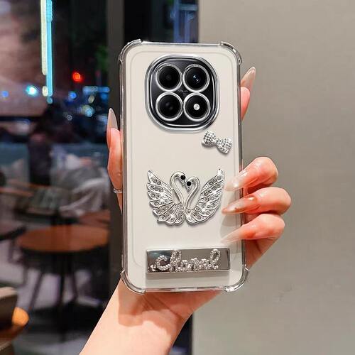 红米Note15手机壳闪钻天鹅电镀