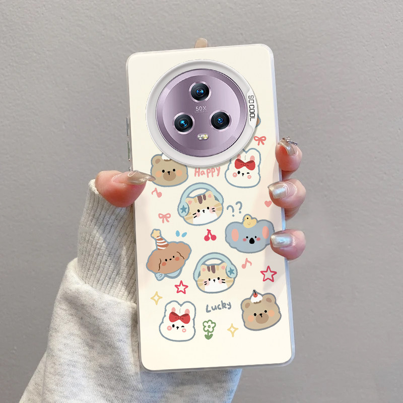 荣耀Magic5手机壳耳机猫小熊兔子