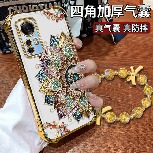 小米12手机壳敦煌莲花纹电镀防摔